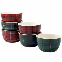 Certified International Christmas Plaid Ceramic Dessert Bowls, 5.5 in. (Set of 6) thumbnail 1
