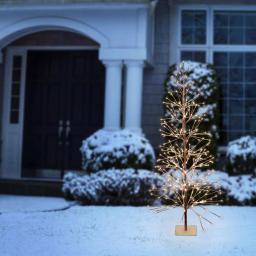 Alpine Corporation 6ft Frosty Flocked Brown Artificial Christmas Tree with Warm White LED Lights thumbnail 7