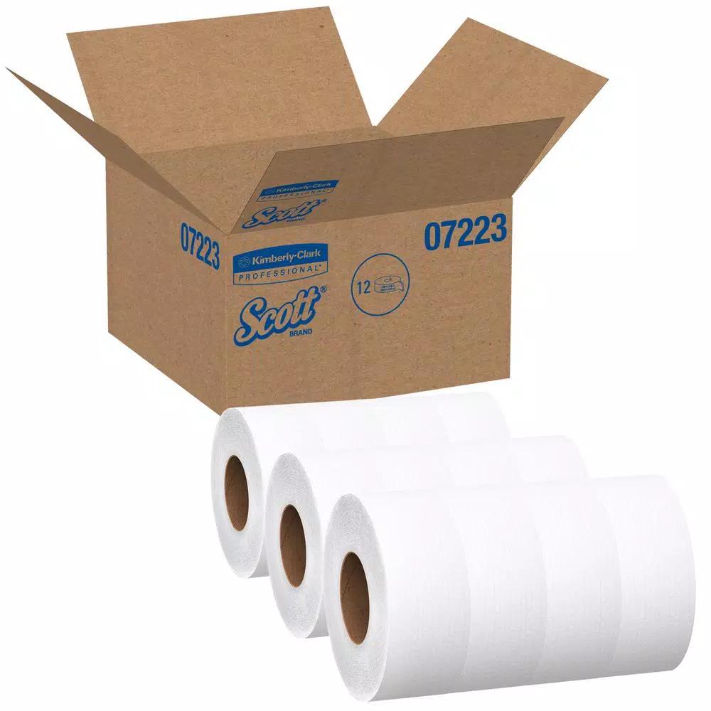 Scotts JRT 1-Ply White Jumbo Roll Commercial Toilet Paper, 12 Rolls Per Carton