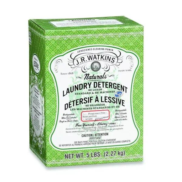 J.R. Watkins Natural Laundry Detergent, Fragrance-Free Powder, 5 lbs