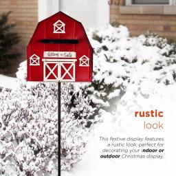 Alpine Corporation 54 in. Metal Letters to Santa Red Barnhouse Mailbox Garden Stake thumbnail 5