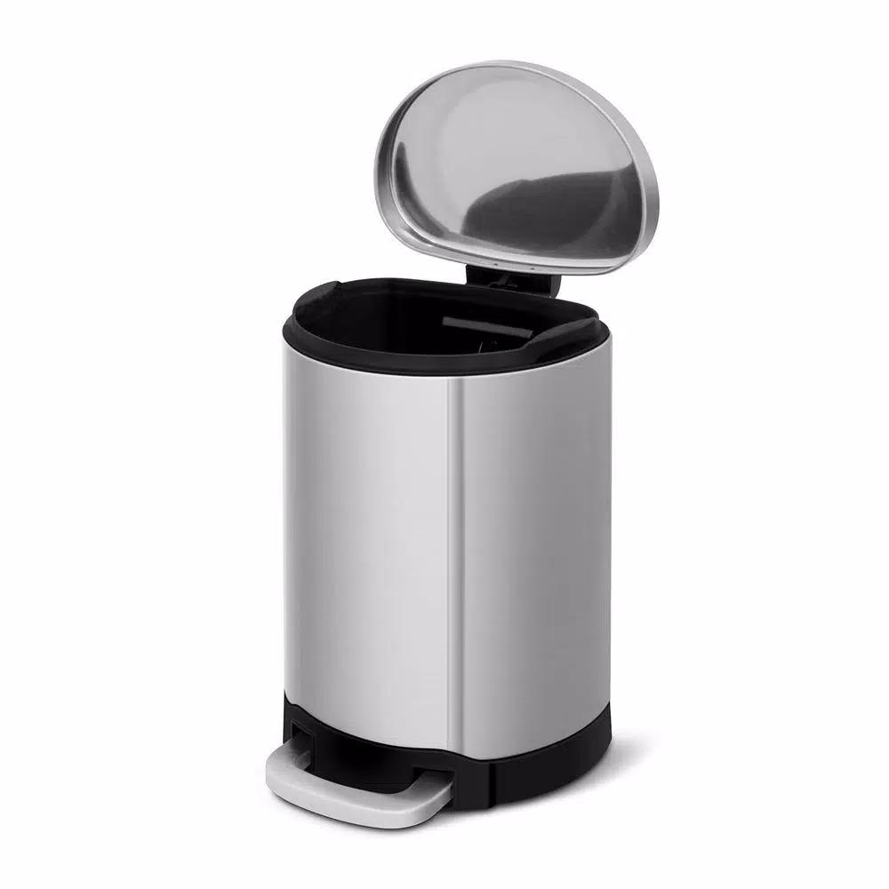 Innovaze 3.2 Gal. Stainless Steel Semi-Round Step-On Trash Can with Fingerprint Free Finish