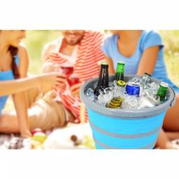 Southern Homewares 2.65 Gal. Blue Collapsible Deluxe Silicone Bucket with Stability Rings thumbnail 4
