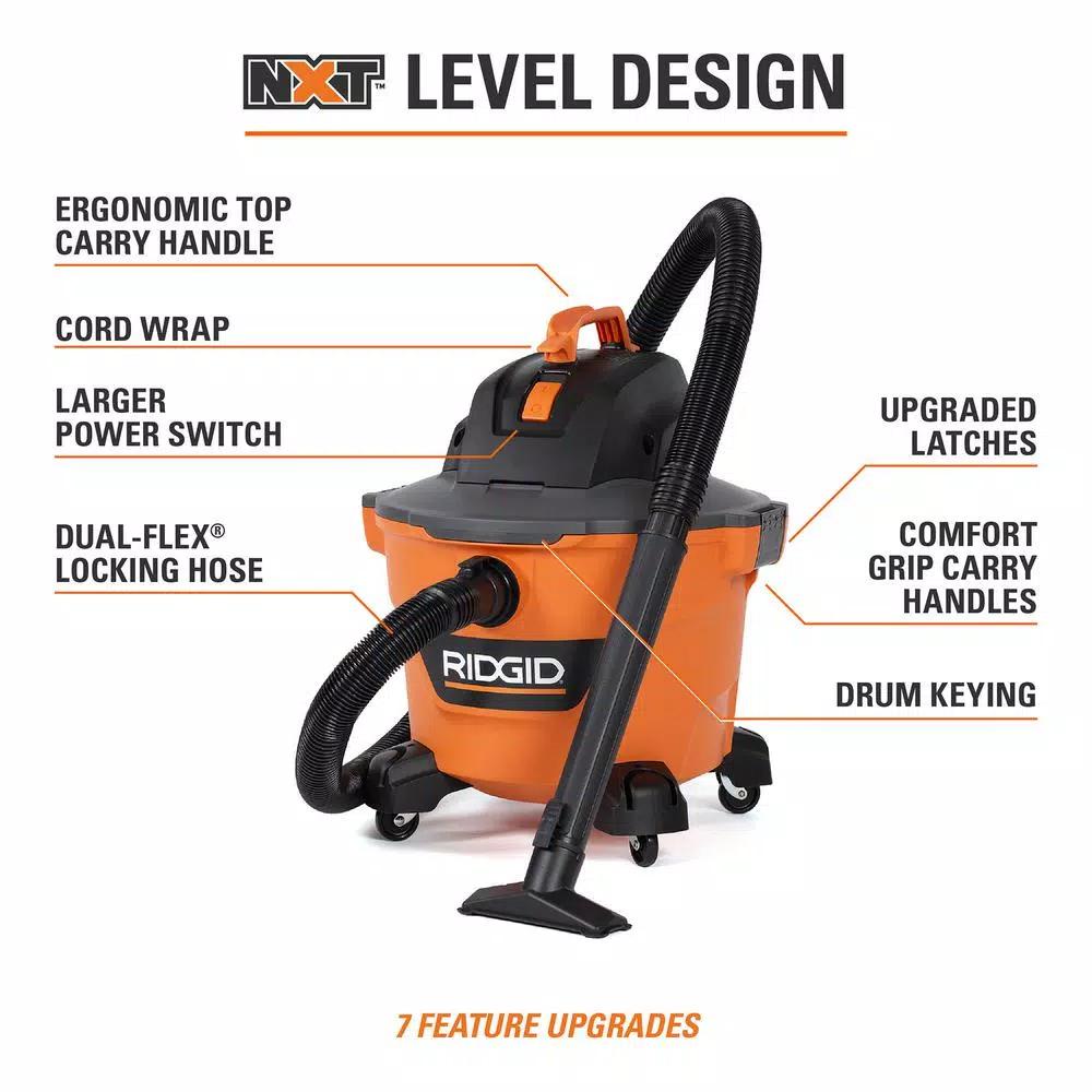 RIDGID 9 Gal. NXT Wet/Dry Shop Vacuum, 4.25 Peak HP with Dual-Flex Hose and Accessories