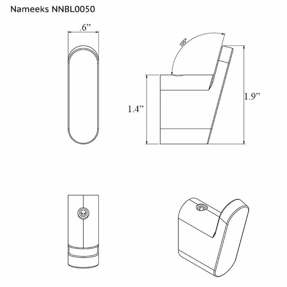 Nameeks Boutique Hotel Wall Mounted Brass Robe and Towel Hook - Polished Chrome