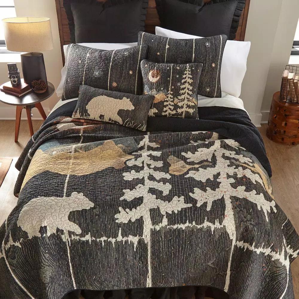 DONNA SHARP Moonlit Bear Decorative Square Throw Pillow, 18 x 18 in, Rustic Farmhouse Style