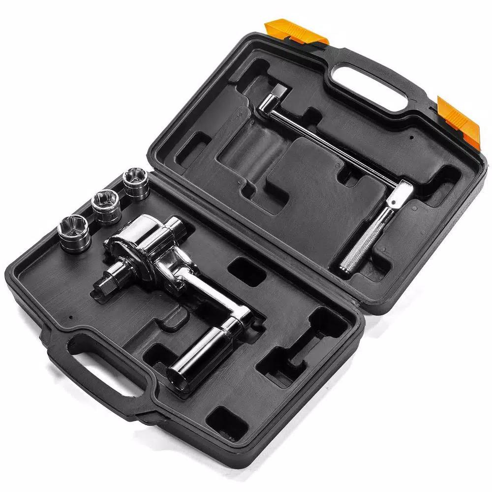 XtremepowerUS 6-Piece Lug Nut Torque Wrench Multiplier Set with 3 Sockets, 360Nm Output