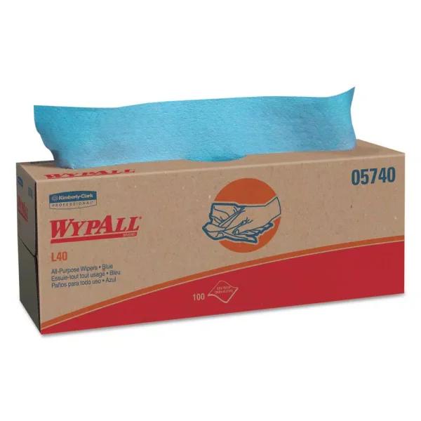 WypAll L40 Blue Pop-Up Wipers, 16.4 x 9.8 in, 100/Box, 9 Boxes Per Carton