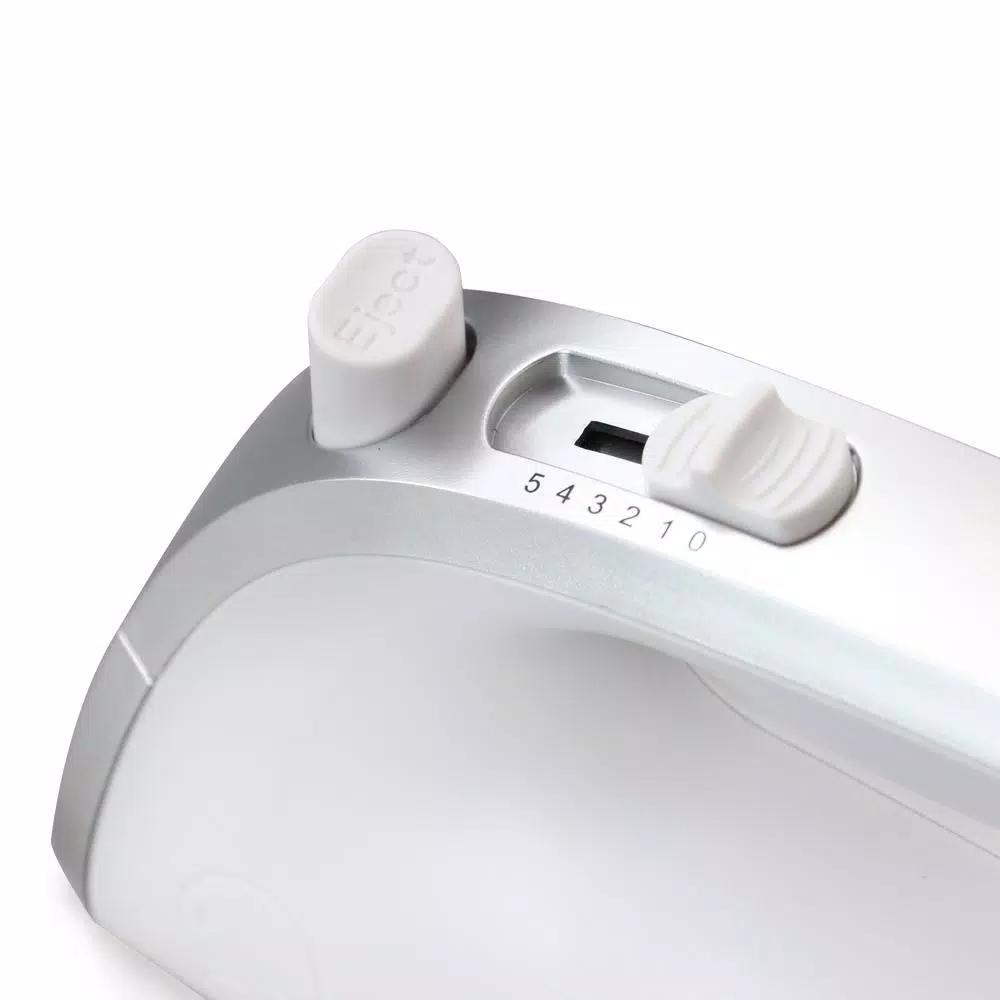 Better Chef 150-Watt 5-Speed Hand Mixer with Stainless Steel Beaters and Dough Hooks, White