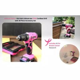Apollo 10.8V Cordless Drill Driver Kit with 30-Piece Accessory Set, Pink thumbnail 5
