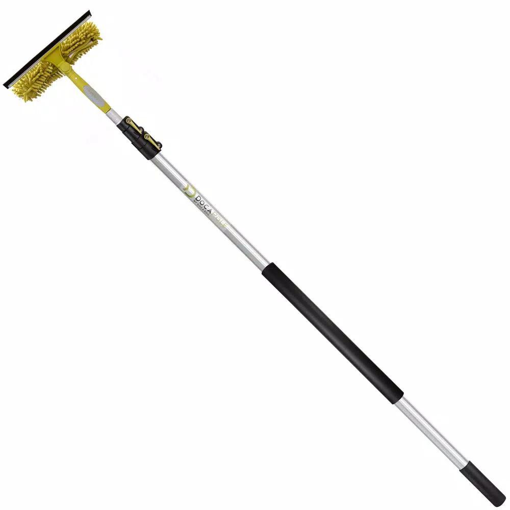 DocaPole 5-12 ft. Telescopic Window Cleaning Kit with Squeegee and Microfiber Scrubber