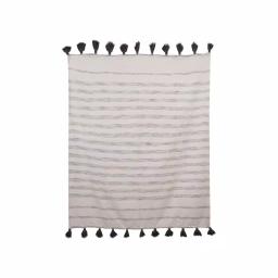 3R Studios Grey Striped Cotton Woven Throw Blanket with Tassels thumbnail 1