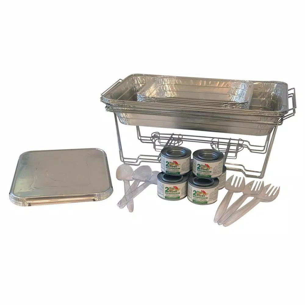 Unbranded SERVE-RITE 30-Piece Aluminum Multi-Buffet Chafing Dish Set, 8 Qt. Capacity