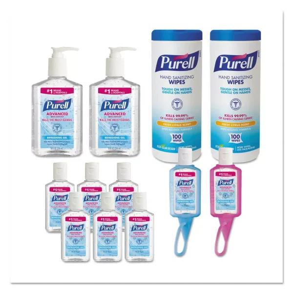 Purell Assorted Office Hand Sanitizer Starter Kit - Gel, Wipes & JellyWraps (6/Carton)