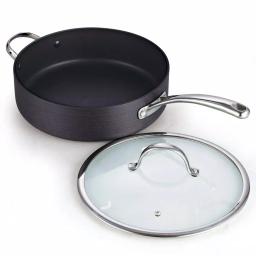 Cooks Standard 5 Qt. Hard-Anodized Aluminum Nonstick Deep Saute Pan with Glass Lid, Black thumbnail 3