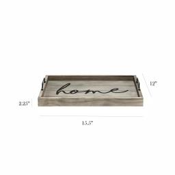 Elegant Designs Rustic Gray Wooden Decorative Serving Tray with Black Metal Handles thumbnail 4