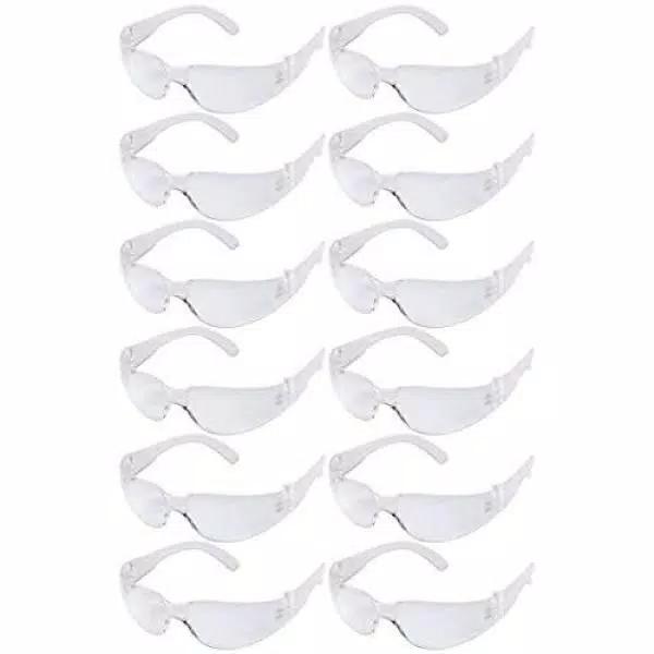 Bison Life Clear Lens Safety Glasses, Polycarbonate Scratch-Resistant Eyewear (Pack of 12)