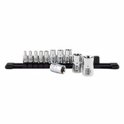 SUNEX TOOLS Sunex 11-Piece Inverted Star Socket Set with Rail, 1/4 in., 3/8 in., and 1/2 in. Drive, Chrome thumbnail 2