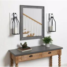 Kate and Laurel Oakly Rustic White Wood and Black Metal Candle Sconce thumbnail 5