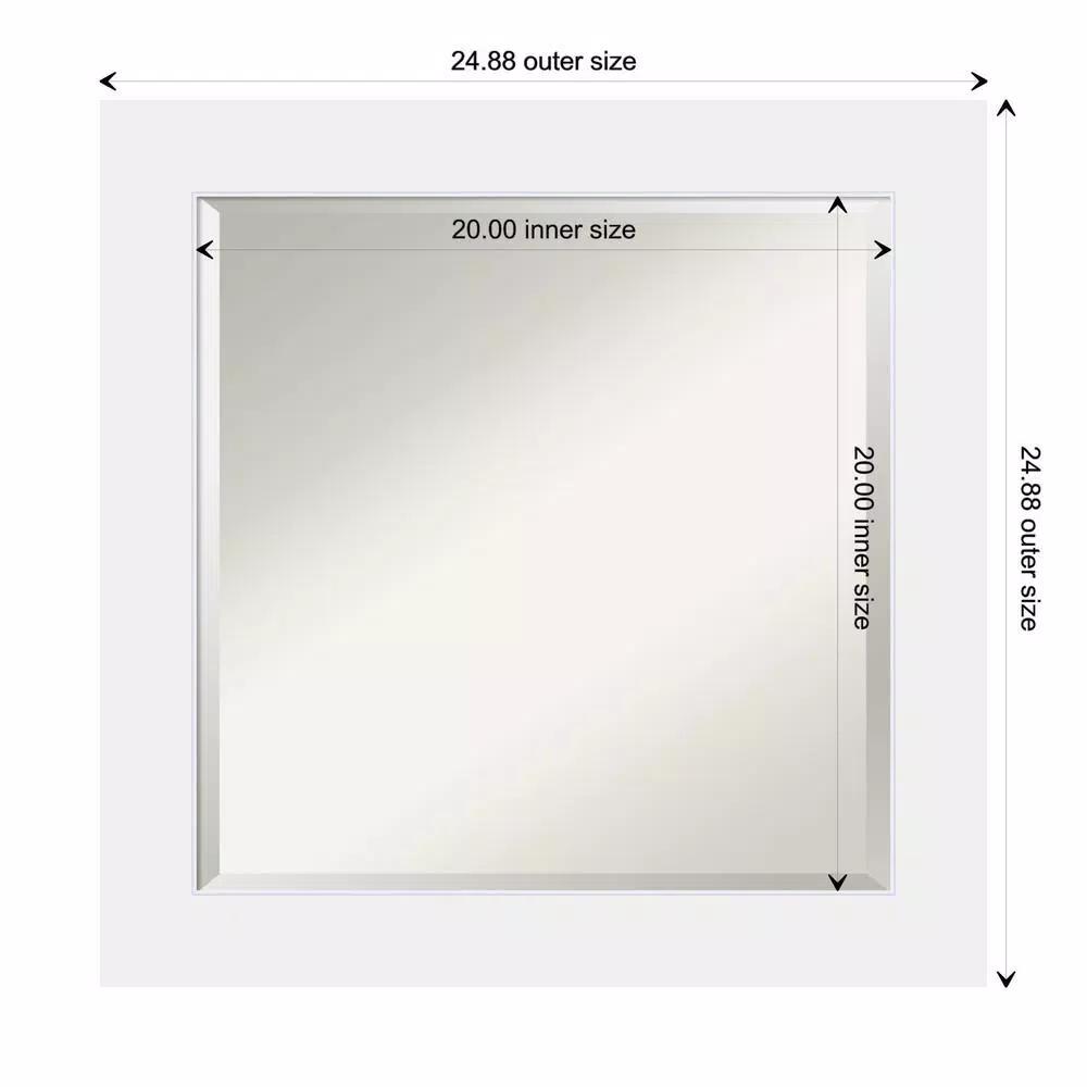 Amanti Art Corvino 25 in. Square White Matte Wood Framed Beveled Edge Bathroom Vanity Mirror