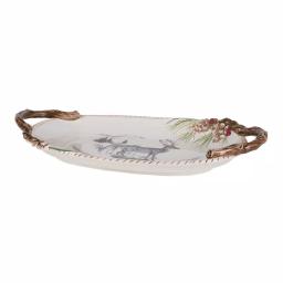 FITZ and FLOYD 20 in. Forest Frost Holiday Platter - Oval Earthenware Christmas Serving Platter thumbnail 2