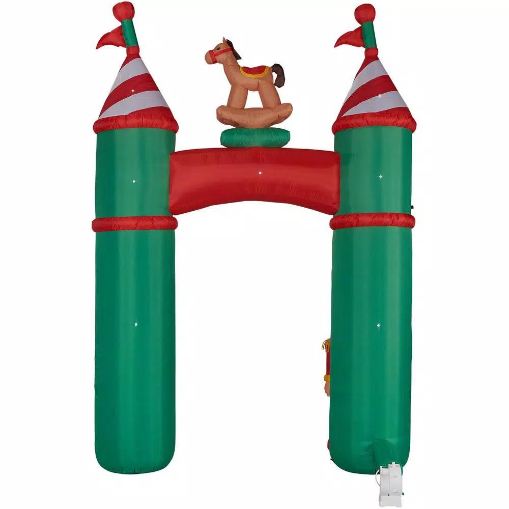 Fraser Hill Farm 10 ft. Santa's Toy Shop Archway Inflatable with White Lights