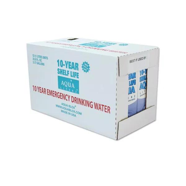 Ready America Aqua Literz Emergency Drinking Water, 1L (12-Pack), 10-Year Shelf Life