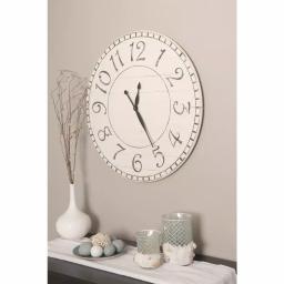 BrandtWorks 36 in. Oversized Antique White Farmhouse Wall Clock with Wood Slat Construction thumbnail 1