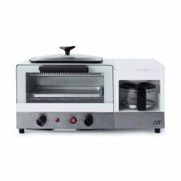SPT 3-in-1 Breakfast Center 1450W Toaster Oven, Coffee Maker, and Griddle - White and Stainless Steel thumbnail 2