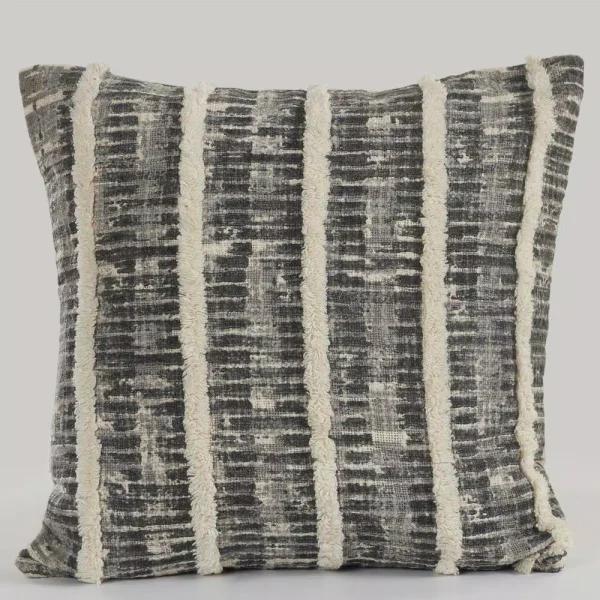 LR Resources Black and Gray Striped Hypoallergenic Throw Pillow, 18 x 18 in.