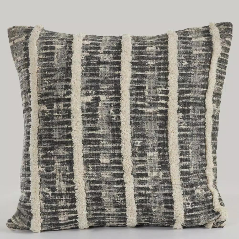 LR Resources Black and Gray Striped Hypoallergenic Throw Pillow, 18 x 18 in.