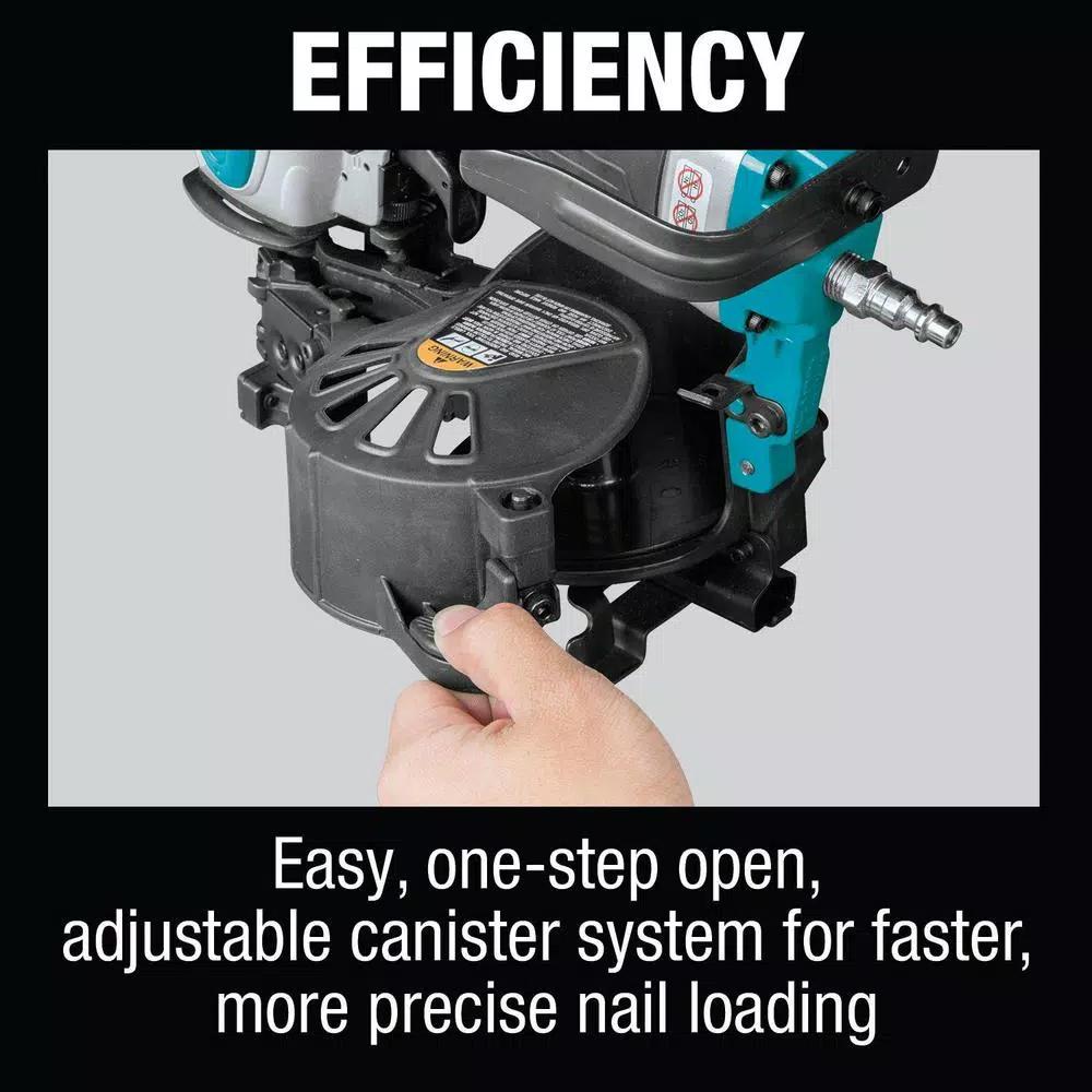 Makita AN454 15 Degree Pneumatic Coil Roofing Nailer, 1-3/4 in.