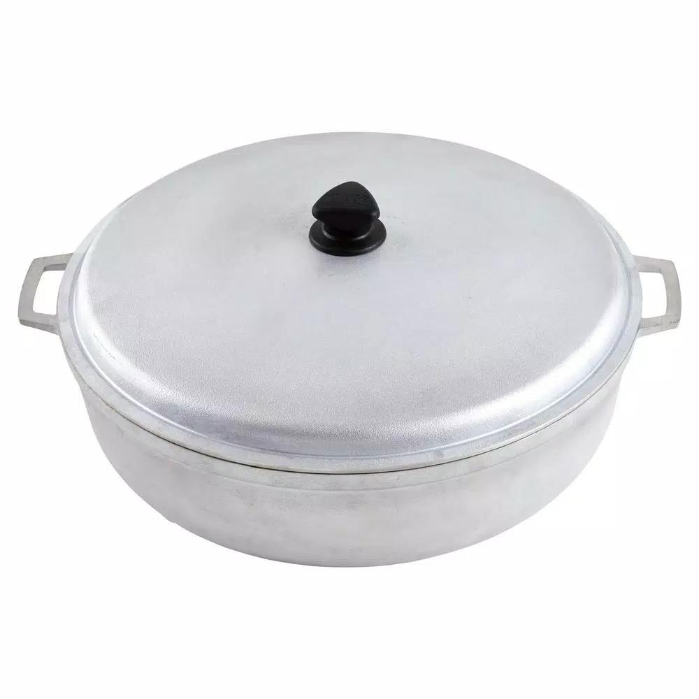 IMUSA 17.9 qt. Cast Aluminum Caldero with Natural Finish and Tight Fitting Lid