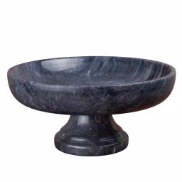 Creative Home Natural Black Marble Fruit Bowl on Pedestal, 10-inch Round Footed Centerpiece thumbnail 1