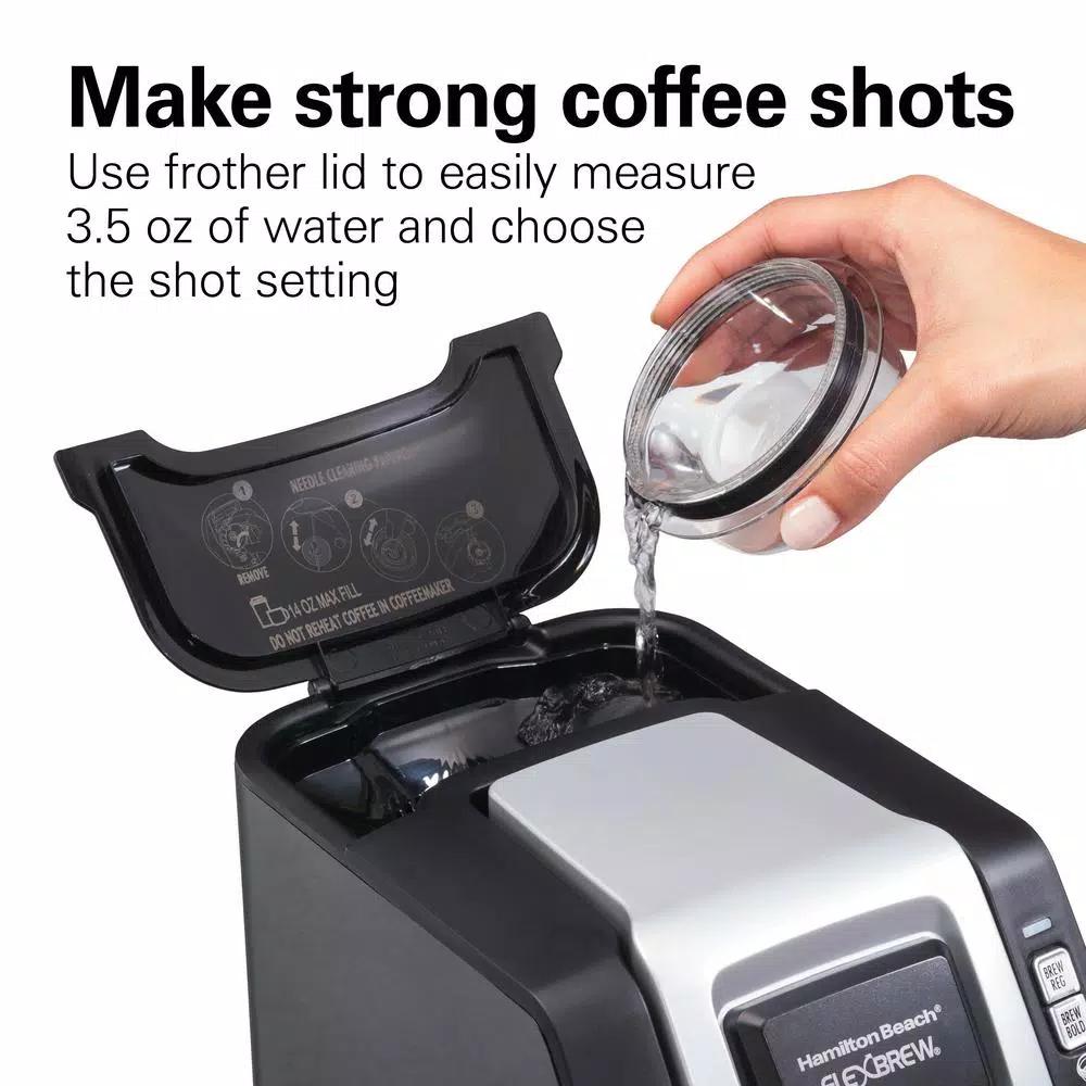 Hamilton Beach FlexBrew Single Serve Coffee Maker with Built-in Milk Frother, Black