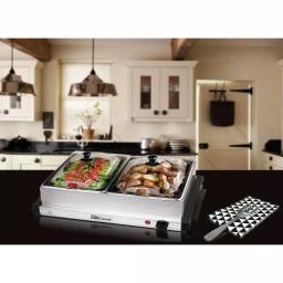 Elite Gourmet 2.5 Qt. Stainless Steel Buffet Server with 2 Crocks and Warming Tray thumbnail 6