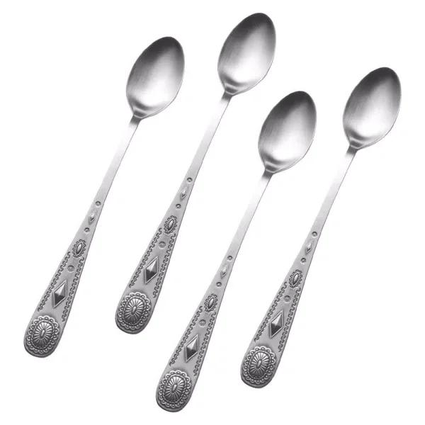 Wallace Taos Silver 18/10 Stainless Steel Iced Beverage Spoon Set, Service for 4