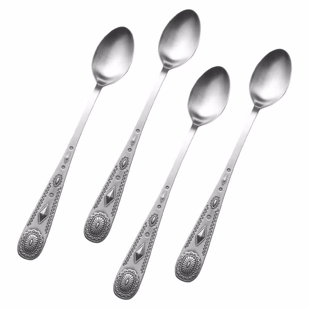Wallace Taos Silver 18/10 Stainless Steel Iced Beverage Spoon Set, Service for 4