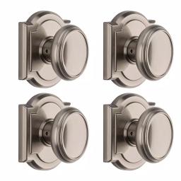 Baldwin Prestige Carnaby Satin Nickel Passage Door Knobs, 4-Pack thumbnail 1