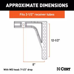 CURT Weight Distribution Shank, 2-1/2" Receiver, 8" Drop thumbnail 1