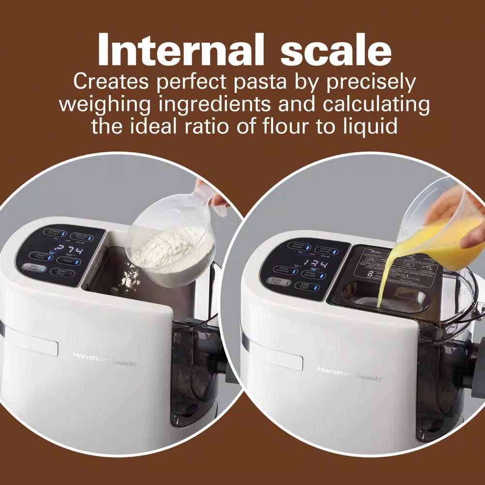 Hamilton Beach Electric Pasta Maker with Internal Scale, 7 Shapes, White