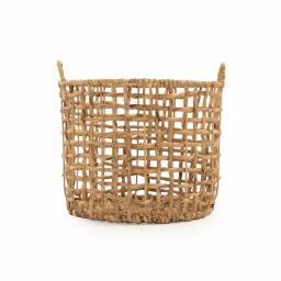 Zentique Large Round Handwoven Water Hyacinth Wicker Basket with Handles thumbnail 2