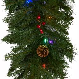 Nearly Natural 9 ft. Artificial Icicle Christmas Garland with 50 Multi-Color LED Lights, Berries and Pine Cones thumbnail 3