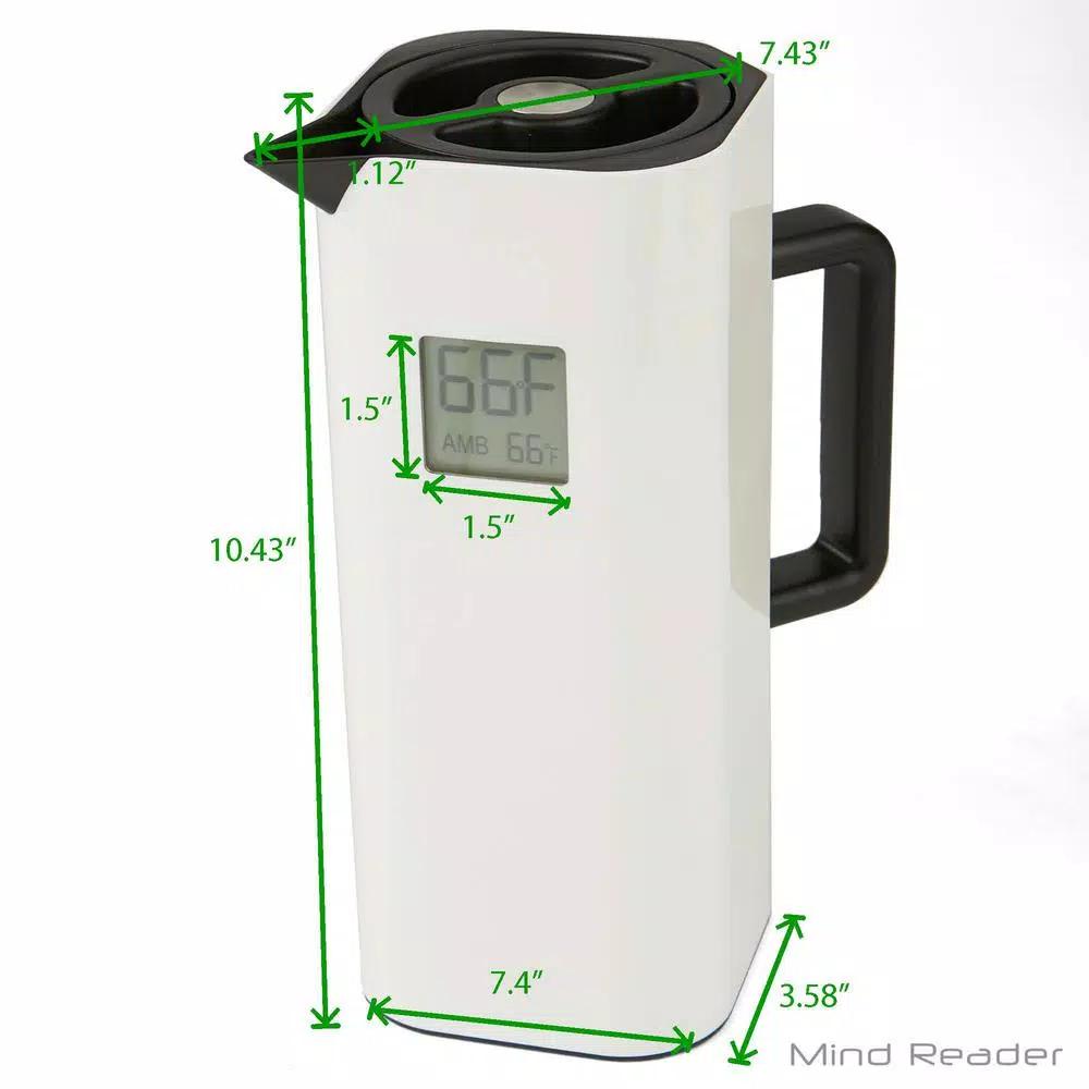 Mind Reader White 4-Cup Double Wall Thermal Coffee Carafe with Digital Temperature Display