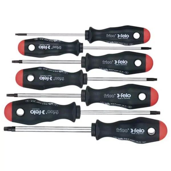 Felo 7-Piece Torx Screwdriver Set, Chrome-Molybdenum-Vanadium Steel, Sizes T9-T40