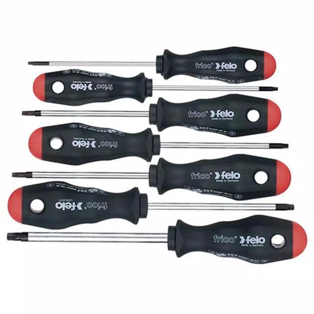 Felo 7-Piece Torx Screwdriver Set, Chrome-Molybdenum-Vanadium Steel, Sizes T9-T40