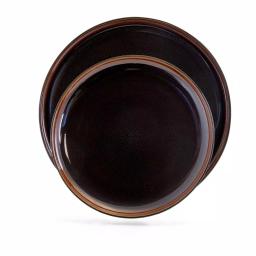 Elama Midnight Beach 16-Piece Metallic Black Stoneware Dinnerware Set, Service for 4 thumbnail 3