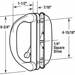 Prime-Line White Diecast Sliding Patio Door Handle with Latch, Reversible Mortise Style thumbnail 2