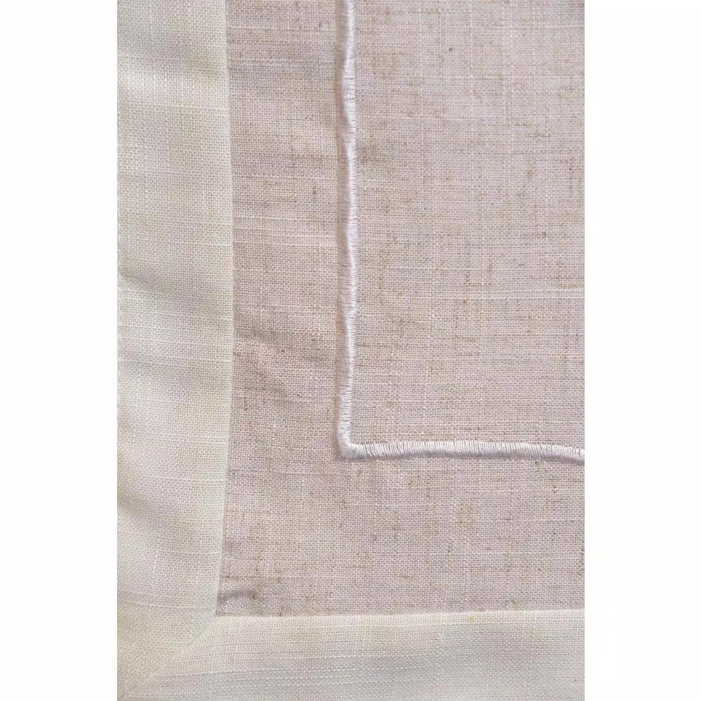 Lintex Harper Border Linen Look Table Runner, 13 x 72 in, Ivory