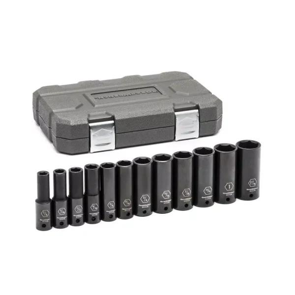 GEARWRENCH 1/2 in. Drive 6-Point Deep SAE Impact Socket Set, 12-Piece